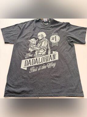 Star Wars The Dadalorian Graphic T-Shirt | Men’s Large Mandalorian & Grogu Tee